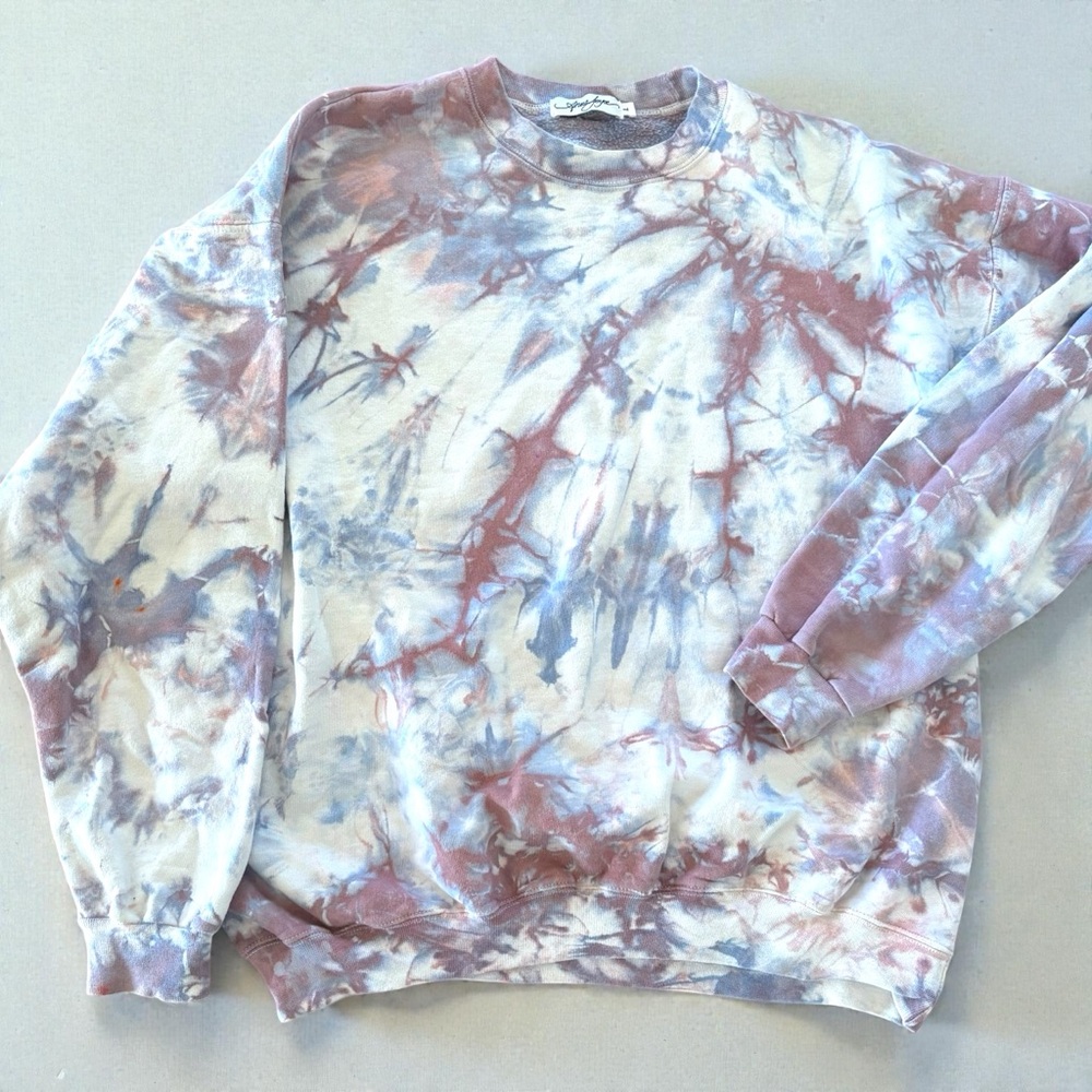 Anna Joyce Hand Dyed Tie Dye Crewneck Sweatshirt Size L Unisex Pastel Purples